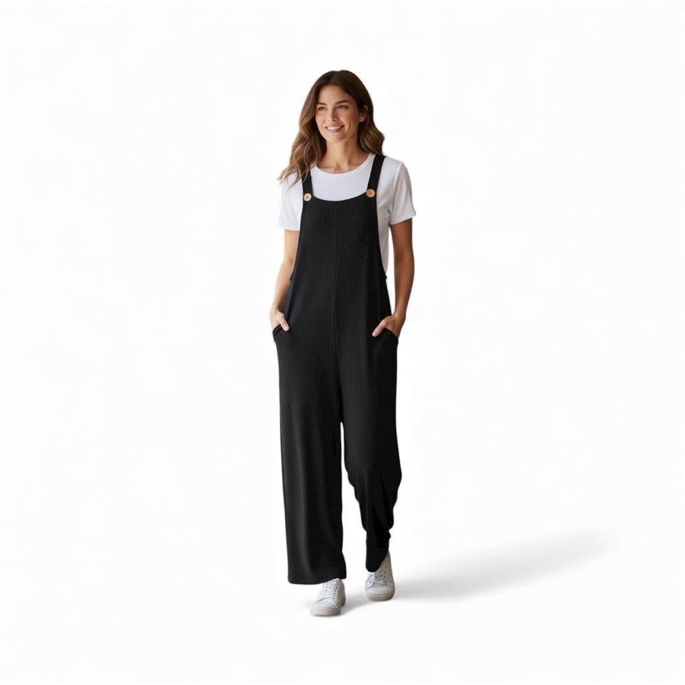 Urban Ribbed Black Jumpsuit